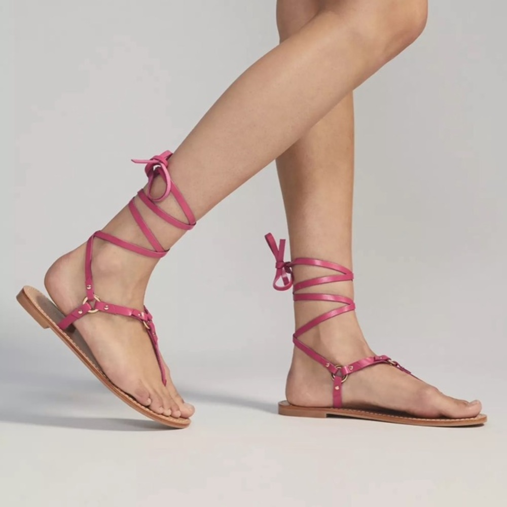 NWT Anthropologie Pilcro Harness Tie Up Gladiator Bohemian Sandals - Pink!